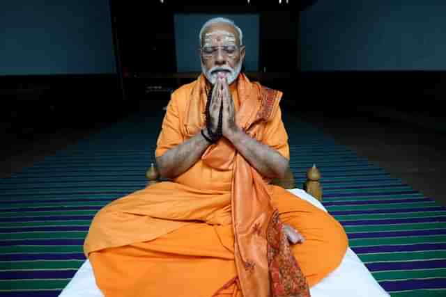 PM Narendra Modi meditating at Swami Vivekananda Rock Memorial in Kanniyakumari