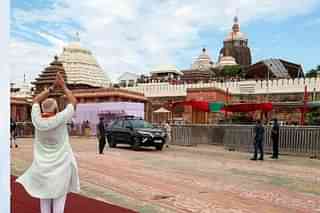 Prime Minister Narendra Modi outside the Shree Jagannath Mandir last month.