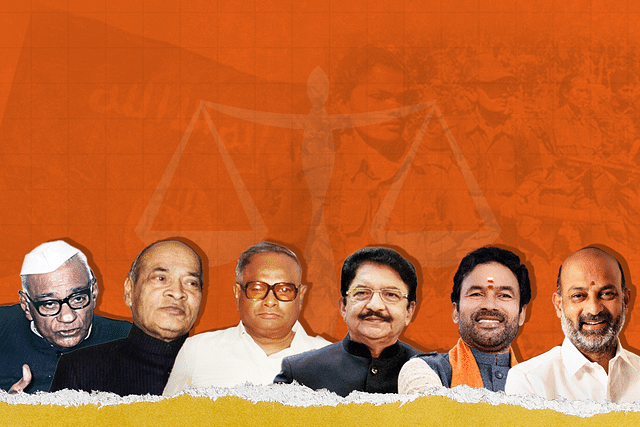 L to R: Kasu Brahmananda Reddy, PV Narasimha Rao, P Venkatasubbaiah, C Vidyasagar Rao, G Kishan Reddy and Bandi Sanjay Kumar.