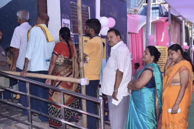 Voters standing in a queue in Bihar (Pic Via Election Commission)