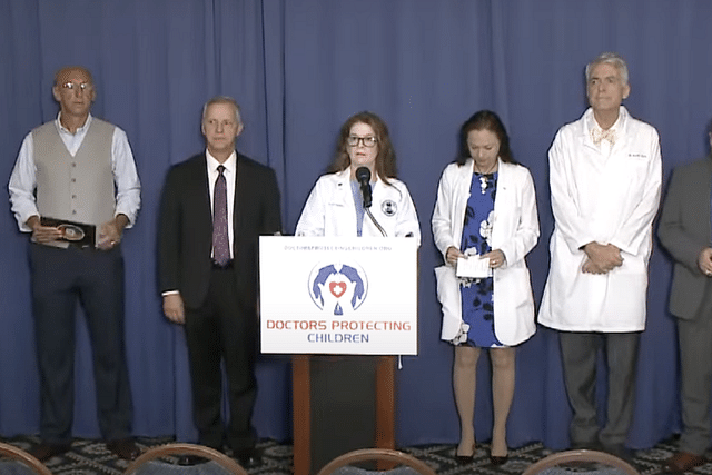 Members of ACPeds and other US medical organisations during a press conference (Pic Via Twitter)