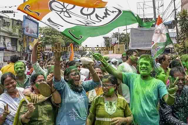 Trinamool supporters celebrating the party's win in Bengal.