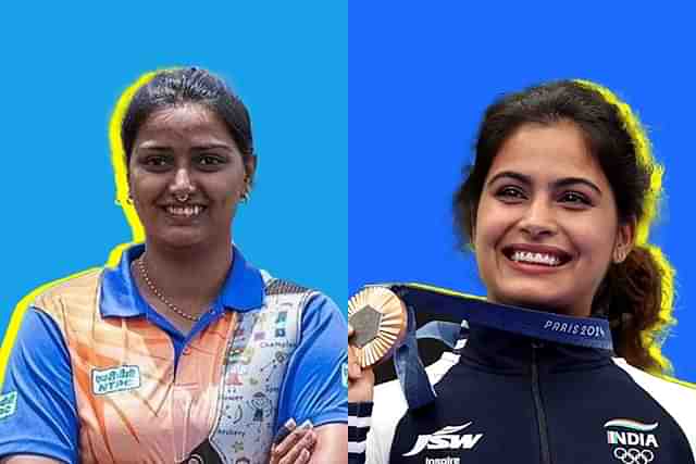 Deepika Kumari and Manu Bhaker (right).