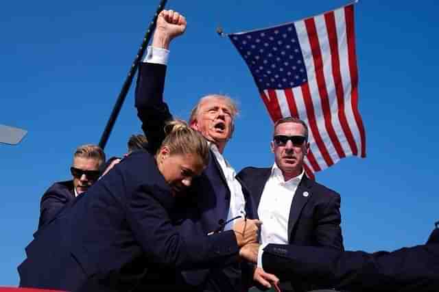 Donald Trump after being shot at the Pennsylvania rally.