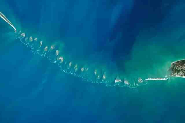 An aerial view of Ram Setu.