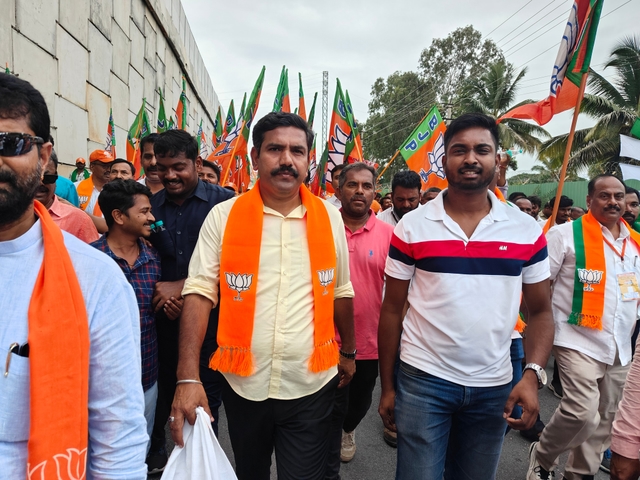 This author with the BJP Karnataka chief B Y Vijayendra. 