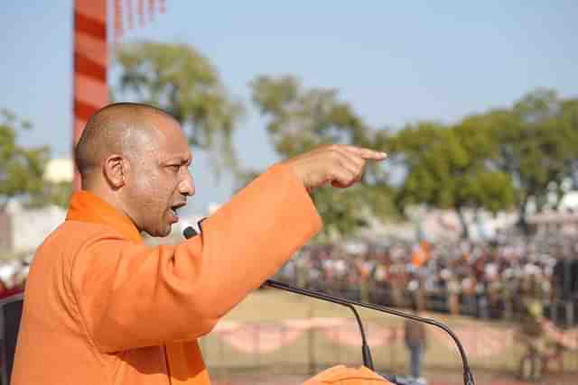 Yogi Adityanath at an election rally.