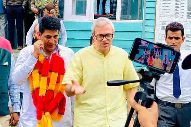 Omar Abdullah during nomination filing of another National Conference candidate