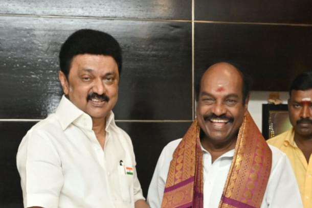 Tamil Nadu CM MK Stalin with DMK MP S Jagathrakshakan
