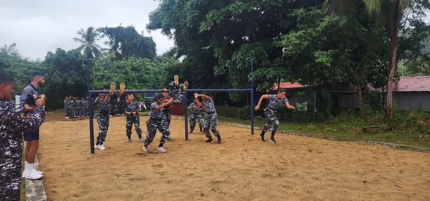 Building strengths: The women's squad at the training grounds at INA.