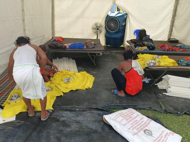 Preparing for the day.