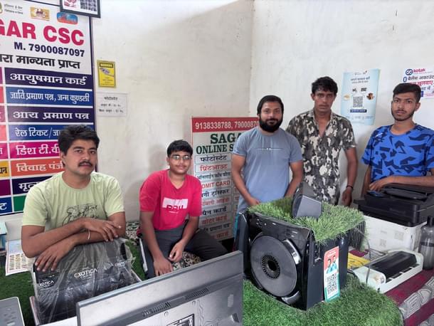 Ashish (L) and his peers from the village preparing for state-level recruitment