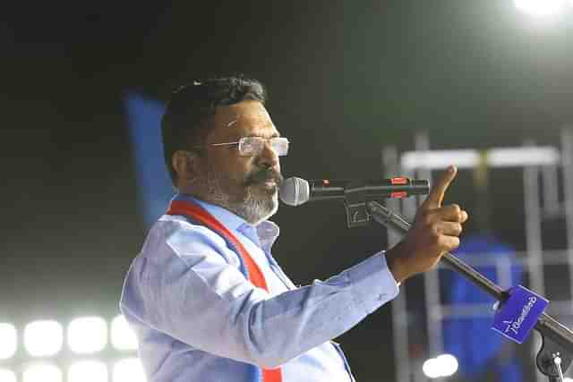 VCK chief Thirumavalavan addressing the conference called for liquor prohibition (@thirumaofficial/X)