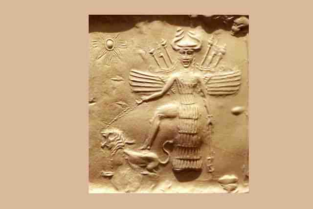 Inanna, the Goddess with a lion under her feet