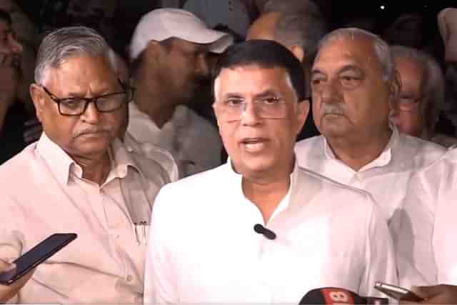 Congress delegation after meeting Election Commission over Haryana election result (L to R: Udai Bhan, Pawan Khera and Bhupinder Singh Hooda)