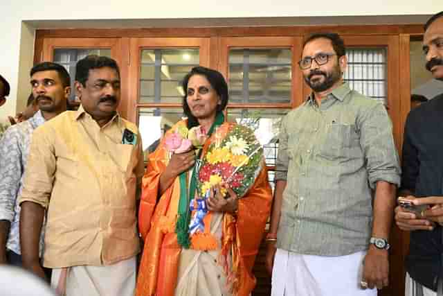 Kerala BJP chief K Surendran with R Sreelekha