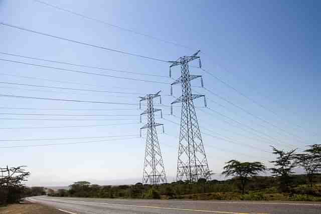 A high voltage electricity transmission line in Kenya