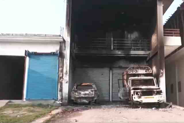 Vehicles were set ablaze in Bahraich violence