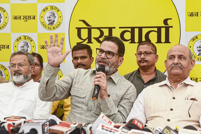 Manoj Bharti, Prashant Kishor and Lieutenant General Krishna Singh (Retd.)