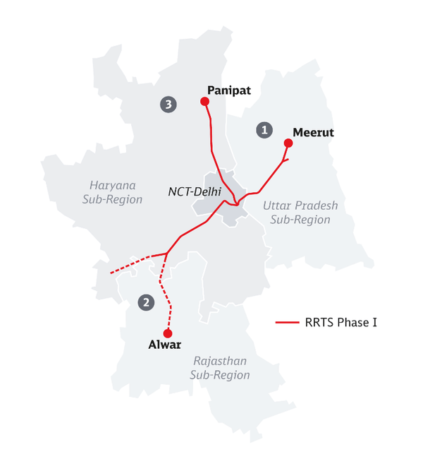 Network for Phase 1 of India´s first regional rapid transit system (Deutsche Bahn)