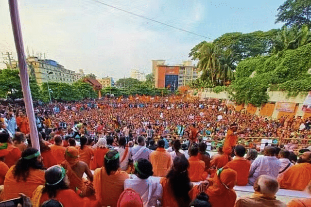 The rally by Hindus in Chittagong that triggered the Bangladesh government and an Islamist outrage