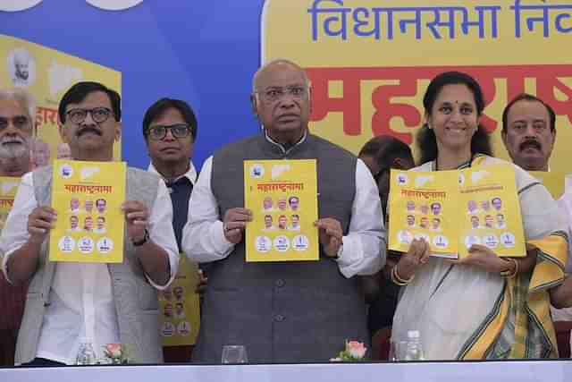 L to R: Sanjay Raut, Mallikarjun Kharge and Supriya Sule