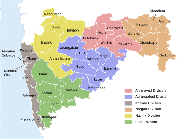 Maharashtra with all of its districts