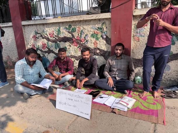 Abhishek and other students, got their books to continue study at the protest site.