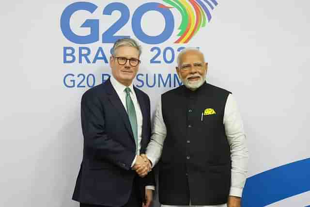 Indian Prime Minister Narendra Modi with UK's Prime Minister Keir Starmer