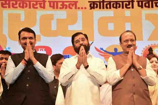 From Left To Right- Deputy CM Devendra Fadnavis, CM Eknath Shinde and Deputy CM Ajit Pawar.