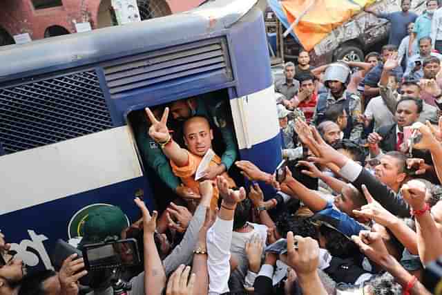 ISKCON monk Chinmoy Krishna Das outside the court in Chittagong (File Photo)