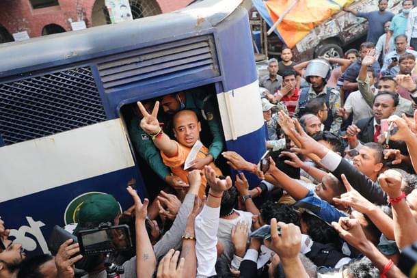 Former ISKCON monk Chinmoy Krishna Das outside the court in Chittagong (File Photo)