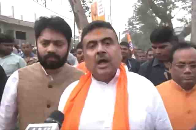 Suvendu Adhikari at Indo-Bangladesh border protest site