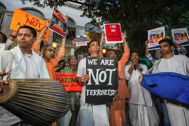 ISKCON monks protest the arrest and incarceration of their colleagues in Bangladesh
