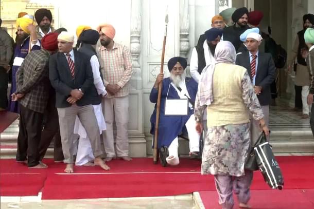 Sukhbir Singh Badal as guard at Golden Temple