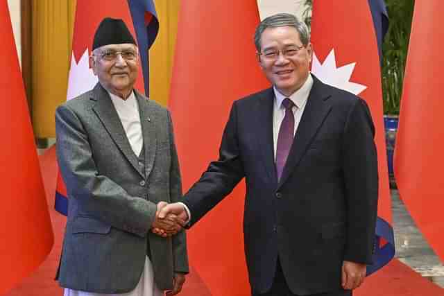 Nepal's Prime Minister (on Left) with Chinese Premier Li Qiang (on Right)
