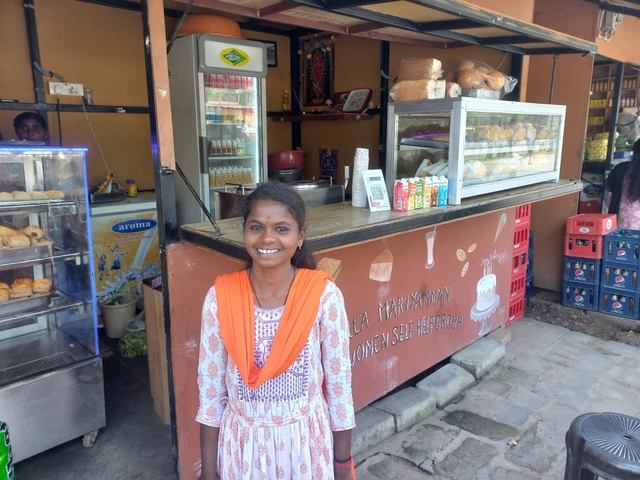 Gayathri at the stall near the Adiyogi statue (S Rajesh)