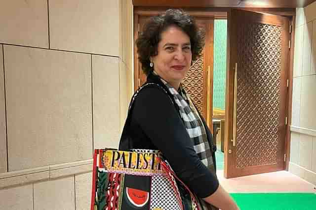 Priyanka Gandhi Vadra with Palestine bag in Parliament
