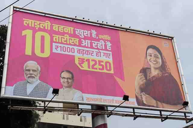 A hoarding in Bhopal carrying an advertisement of the Ladli Behna Yojana. Cash handout schemes were the highlight of Indian politics in 2024. 