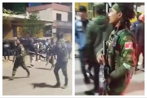 Kuki militants storming the streets in Kangpokpi