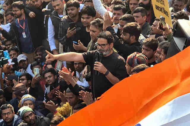 Prashant Kishor at Gandhi Maidan, protesting for students in Bihar.