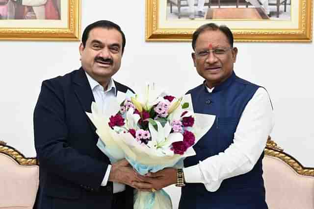 Chhattisgarh CM Vishnu Deo Sai with Adani Group chairman Gautam Adani  (Pic Via X)