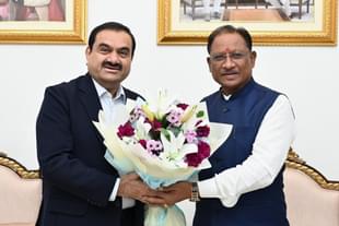 Chhattisgarh CM Vishnu Deo Sai with Adani Group chairman Gautam Adani  (Pic Via X)