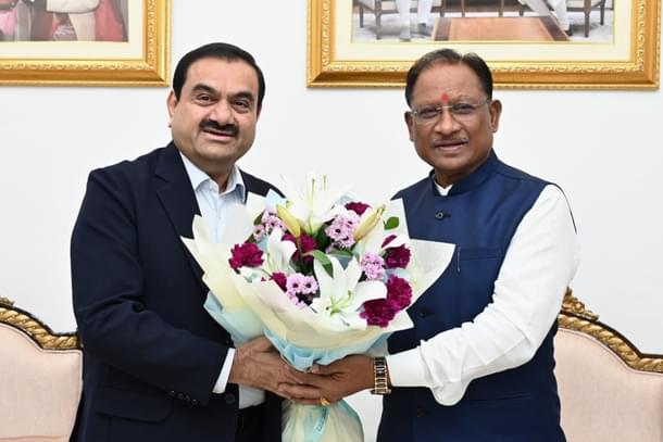 Chhattisgarh CM Vishnu Deo Sai with Adani Group chairman Gautam Adani  (Pic Via X)