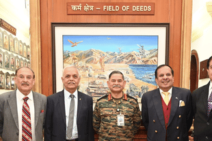 Army Chief General Dwivedi in front of the Karma Kshetra painting