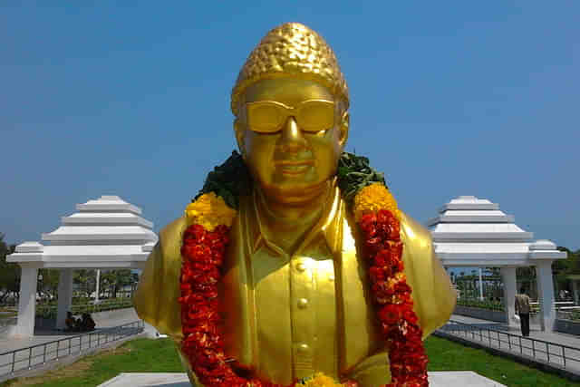 Statue of MGR at the MGR Memorial, Chennai
(Photo: Aravind Sivaraj/Wikimedia Commons)