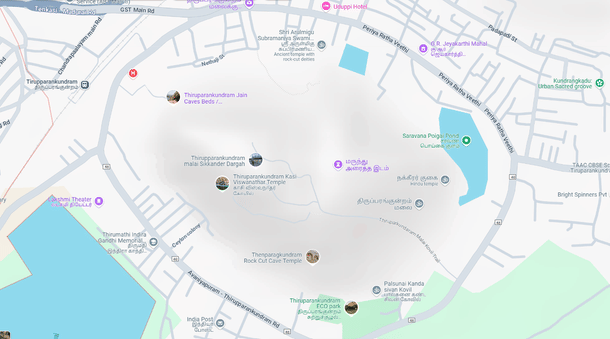 Tiruparankundram hill (Screengrab from Google Maps)