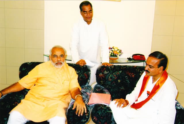 With Chief Minister Narendra Modi and Ananth Kumar during the former's visit to Bengaluru.