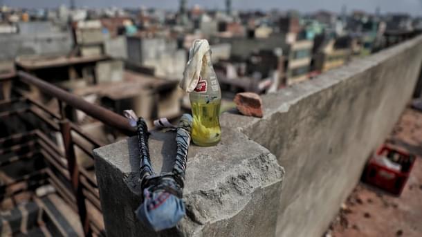 A defunct petrol bomb