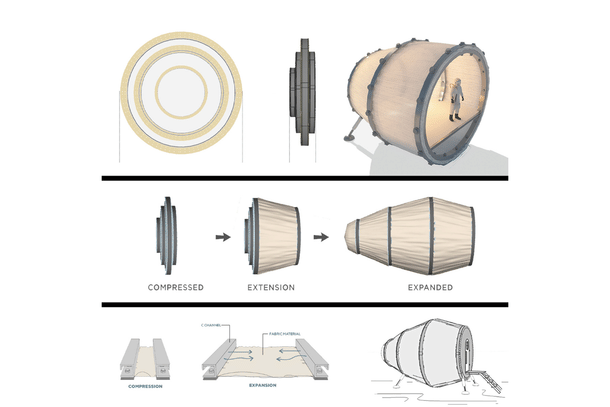 A compact, inflatable habitat for space analog research, designed by Aaka Space Studio
